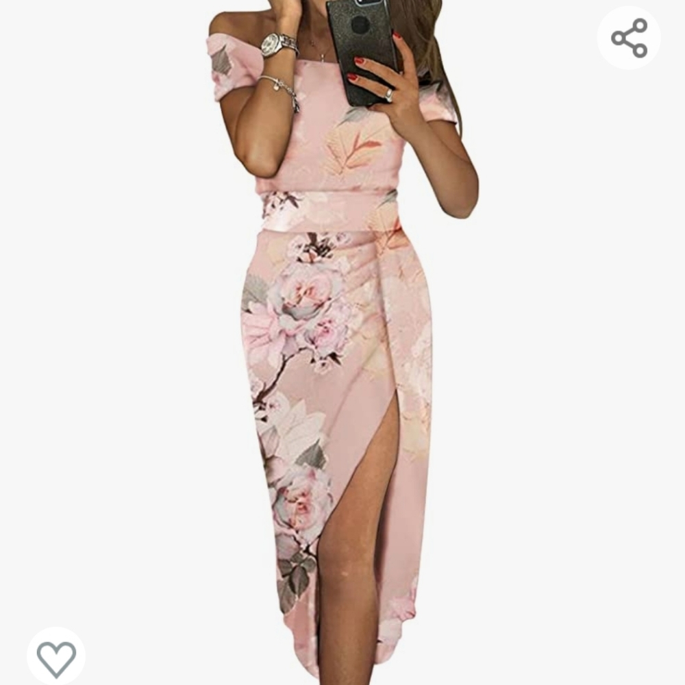 New beautiful pink floral off the shoulder dress by Dearlove, size Small.